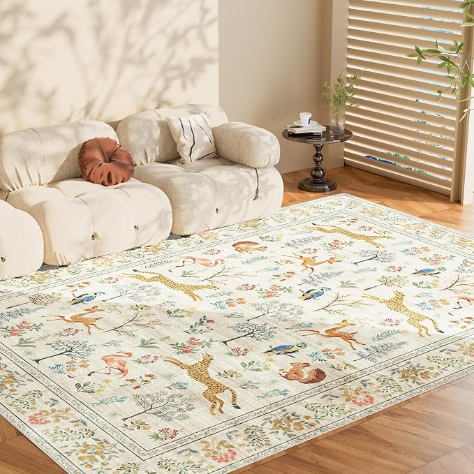 DUKINO 8x10 Rug, Washable Animal Living Room Rug