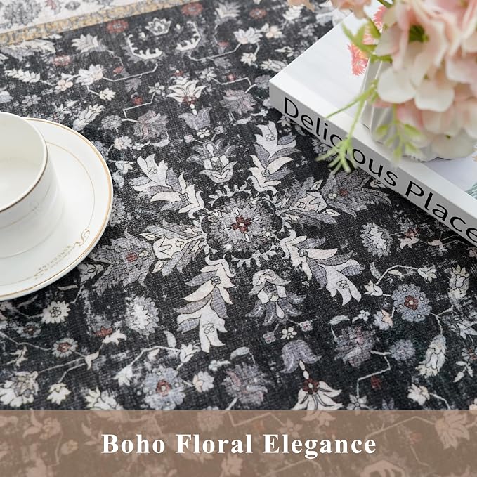 2x6 Washable Kitchen Runner Rug – Non-Slip Boho Vintage Carpet Runner