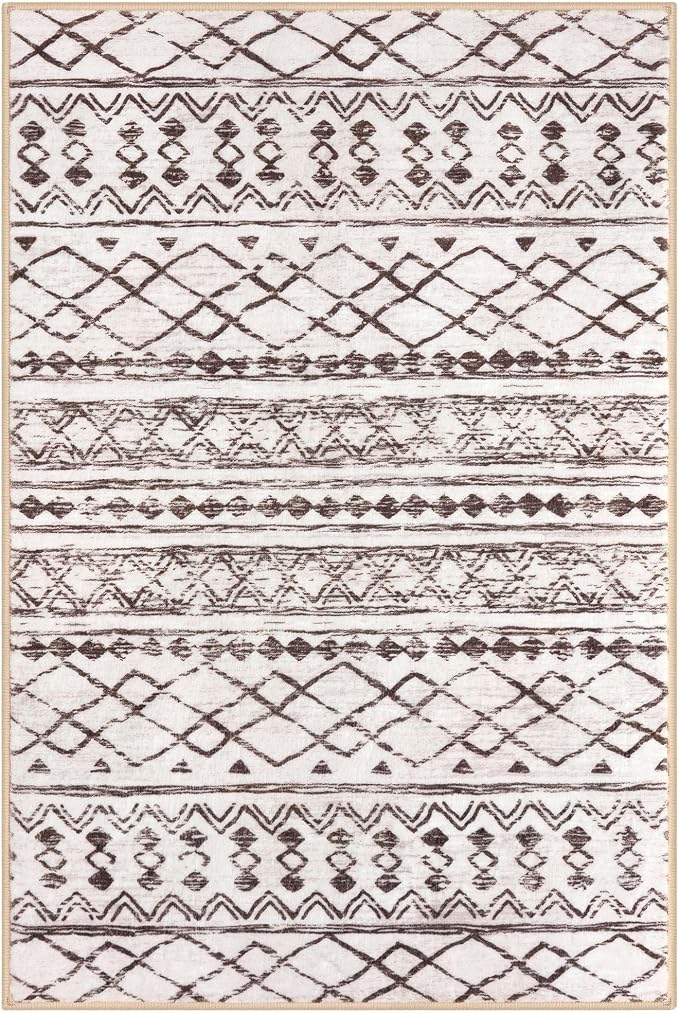 KUTA 3x5 Entryway Rug, Ultra Soft Distressed Geometric Print Throw Carpet
