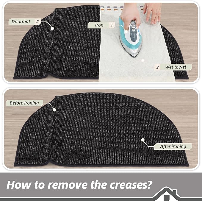 BEQHAUSE Dirt Trapper Door Mat 24" x 36" Half Circle Non-Slip Washable Doormats