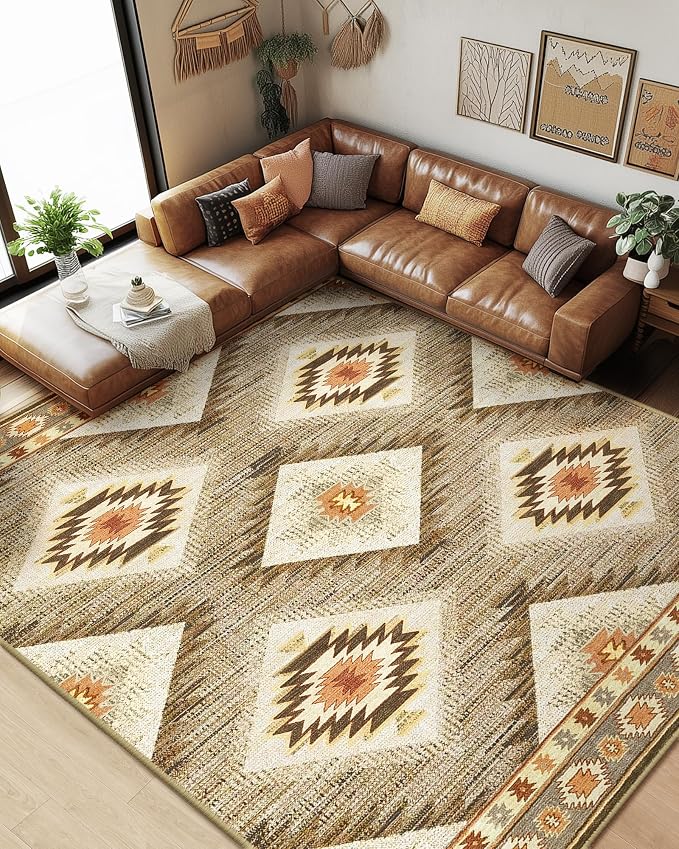 BESTSWEETIE Area Rug 6x8 Rug Machine Washable Non-Slip Low Pile Print Pattern