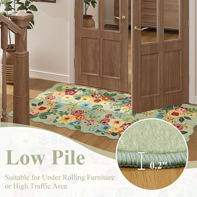 DUKINO 3x10 Washable Runner Rug, Non Slip Floral Ultra Soft Runner
