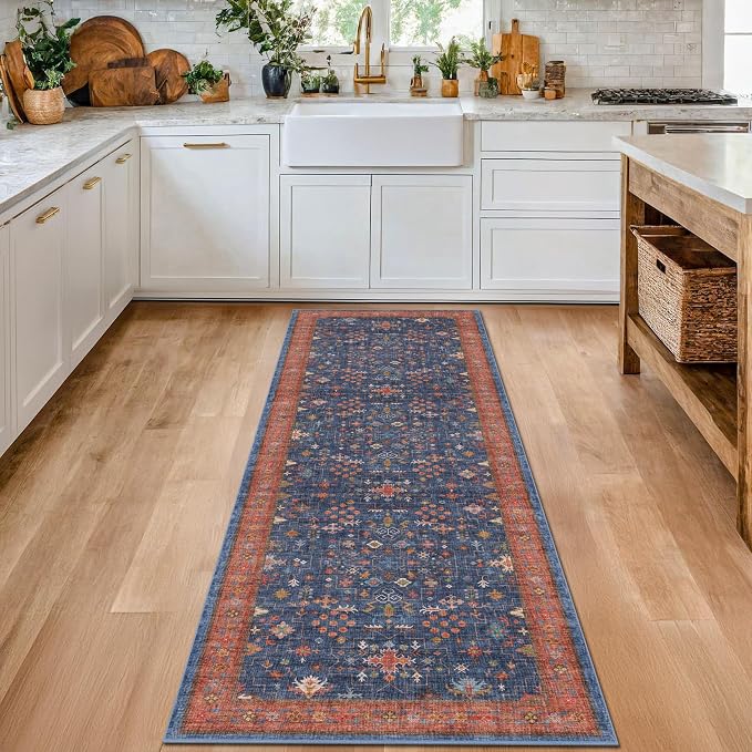 Hazo Haus Navy Blue Runner Rug 2x6
