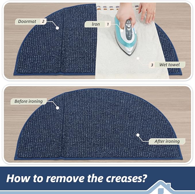 BEQHAUSE Dirt Trapper Door Mat 24" x 36" Half Circle Non-Slip Washable Doormats