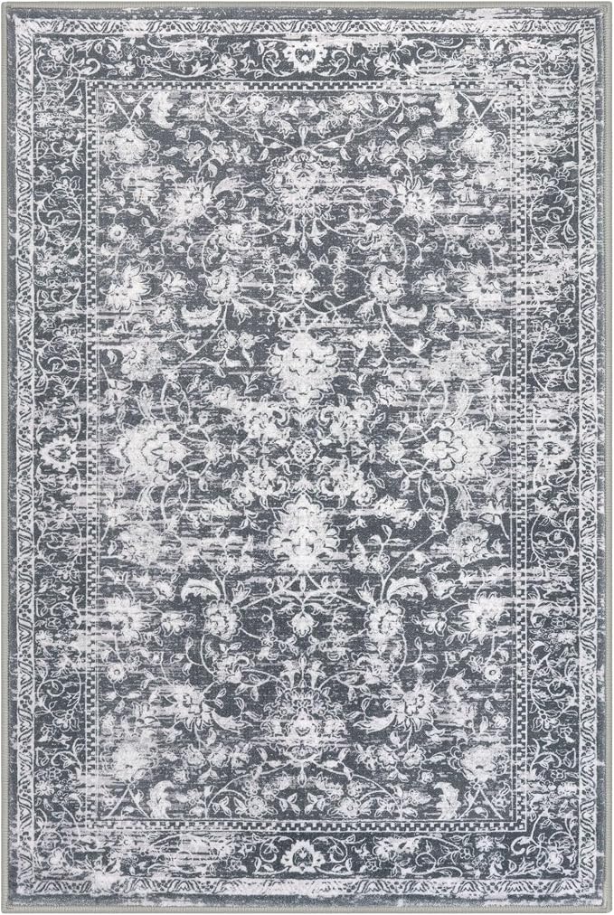 KILOCOCO Small Area Rug 2x3 Entryway Rugs Printed Vintage Floral Washable Rug