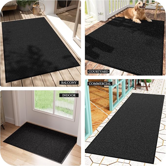 Front Door Mat 3' x 5', Low Profile Heavy Duty Door Mat Outside Entrance