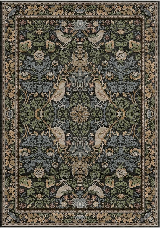 7x10 Green Washable Kitchen Table Rug