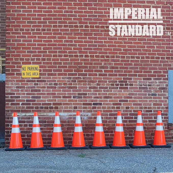 Traffic Cones - Safety Cones - 28" Orange Cones with 2 Reflective Collars - Construction Cones - Road Cones - Parking Cones - Street Cone (4 pack)