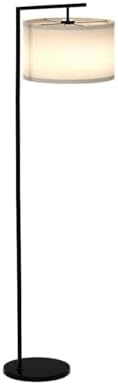 Brightech Montage Modern Floor Lamp - LED Standing Lamp with Tan Shade for Living Rooms & Offices - Bedroom Reading Light - Tall Corner Pole Lamp for Contemporary Home Decor - Black