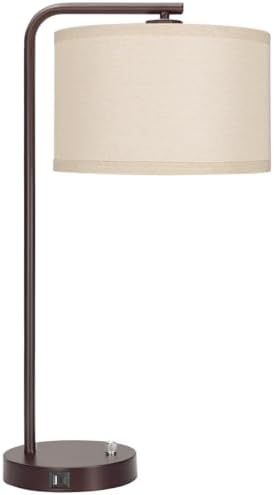 25" Tall Table Lamp with USB C+A Ports, Fully Stepless Dimmable Modern Minimalist Bedside Nightstand Lamp, Reading Desk Lamp for Bedroom, Living Room, Study Room, Office, 9W 3000K LED Bulb Included
