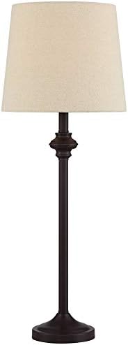 Possini Euro Design Carter Traditional Table 3 Piece Floor and Table Lamp Set Bronze Metal Oatmeal Drum Shade Decor for Living Room Bedroom House Bedside Nightstand Home Office Reading Family