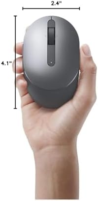 Dell MS5120W Mobile Pro Wireless Mouse – Wireless 2.4GHz, Bluetooth 5.0, Microsoft Swift Pair/Dell Pair (Windows 10 & 11 only), Optical LED Sensor - Gray