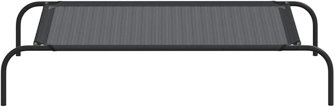 Elevated Dog Bed for Large Pets, Raised Cooling Pet Cot with Breathable Textilene Fabric, Portable Indoor Outdoor Rectangular Metal Frame Dog Bed, Black