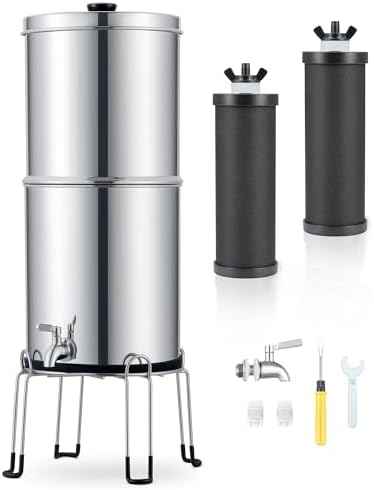 CO-Z Gravity Fed Water Filter System, Stainless Steel Gravity Water