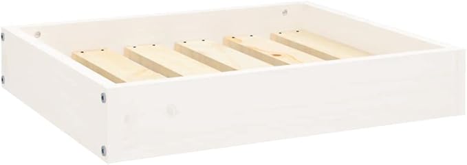 Solid Pine Wood Dog Bed for Small Breeds, Elevated Rectangular Design with Smooth Painted Finish, 4-Piece Set for Indoor Use, Durable and Comfortable Pet Furniture, Easy