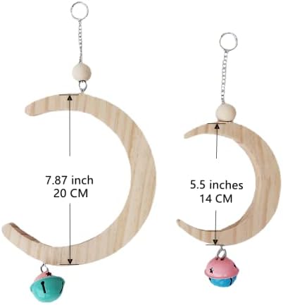 Parakeet Wood Swing Moon Shaped Hanging Ring Bird Branch Chew Parrot Toys (Large)