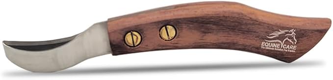 Equine Care Double-Edged J2 Stainless Steel Hoof Trimming Loop Knife with Wooden Handle - Versatile Farrier Tool for Horse & Cow Hoof Care, Ideal for Farriers & Horse Owners.