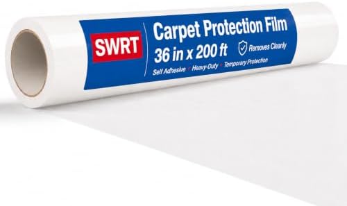 SWRT Carpet Protection Film - Self Adhesive Plastic Protector 36" x 200'