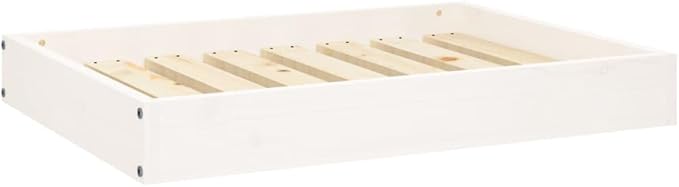 Solid Pine Wood Dog Bed for Small Dogs Indoor Use, Minimalist Design with Smooth White Finish, Durable Comfortable Pet Furniture 28.1 x 21.3 Inch
