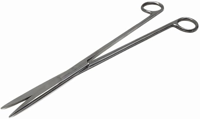 Aquarium Scissors Stainless Steel 12" Extra Long Water Grass Scissors for Aquatic Plants Pruning, Fish Tanks, Terrariums Used in Salt Water Fresh Water Landscape Maintenance Tools (Straight - Silver)
