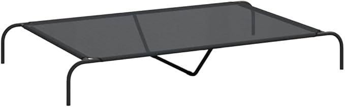 XXL Elevated Dog Bed, Portable Raised Pet Cot for Large Breeds, Breathable Textilene Mesh Cooling Dog Bed with Heavy-Duty Steel Frame, Indoor Outdoor Use, Black, 59.1 x 35.4 Inches