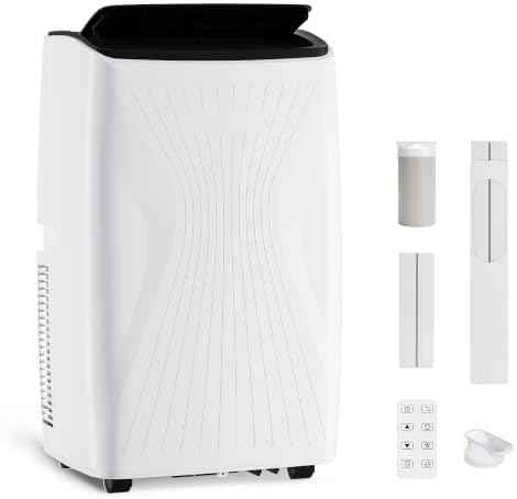 12,000 BTU Portable Air Conditioner, Quiet Portable AC Unit Fits 550 Sq.Ft with Cooling Dehumidifier Fan, Sleep Mode, Auto Swing, 24H Timer, LED Display, Remote and Installation Kit