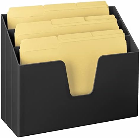 Acrimet Horizontal Triple File Folder Organizer Sorter, Letter Size, Black