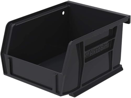 Akro-Mils 30210 AkroBins Plastic Storage Bin Hanging Stacking Containers, (5-Inch x 4-Inch x 3-Inch), Black, 24-Pack