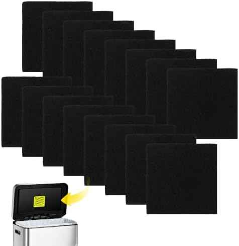 16Pcs Activated Charcoal Purifying Deodorizer for Trash Cans Universal Stick-on Rectangle Odor Absorbing Filters for Compost Buckets Countertop Recycle Bins Home Kitchen Accessories