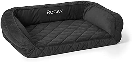 Orvis ComfortFill-Eco Bolster Dog Bed - Plush Rectangular Dog Beds with Three-Sided Bolster for Leaning, Slate - L