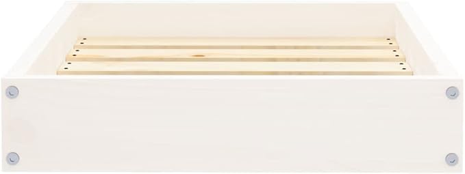Small Dog Bed, Elevated Rectangular Pet Bed for Small Breeds, Solid Pine Wood Dog Sleeping Cot, Minimalist Indoor Pet Furniture, Durable White Wood Bed Frame