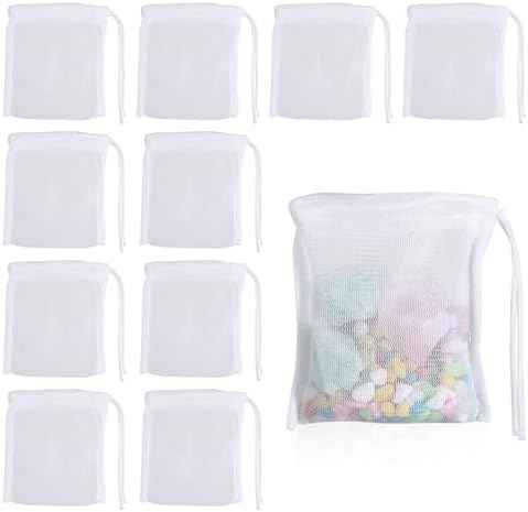 QfwdfcTrenz 10-Pack Aquarium Filter Media Bags for Activated Carbon, 4" X 3.5" Mesh Filter Bags for Aquarium, Carbon Filters Bag for Aquariums, High Flow Aquariums Mesh Media Filters Bag