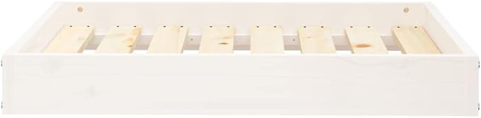 Wooden Dog Bed Frame, Modern Minimalist Small Pet Sleeping Cot, Solid Pine Wood Elevated Raised Bed for Indoor Use, White, 28.1 x 21.3 inches