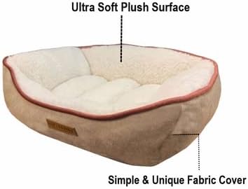 Otis & Claude Hi-Tech Cashmere Pet Bed Brown – Soft Calming Bed for Small Dogs & Cats, Washable Indoor Anxiety Pet Bed, Cozy Nest Puppy Bed, Small Dog Bed 48" x 41"