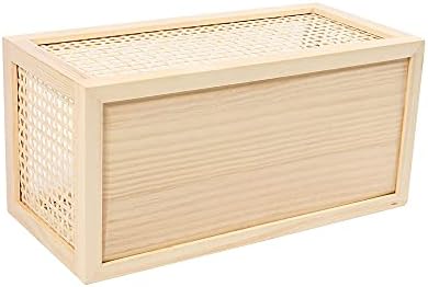 Small Rectangular Rattan Woven Wooden Storage Basket