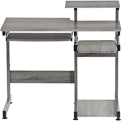 Techni Mobili 38"W Desk with Printer/Keyboard Tray & CPU Platform, Grey