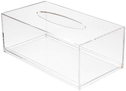 Restaurantware-Clear Tek 8.7 x 4.7 x 3.4 Inch Rectangle Tissue Box, 1 Lightweight Tissue Box Dispenser - Refillable, Premium, Clear Acrylic Holder, For Bathroom, Desktop, Vanity, Dresser