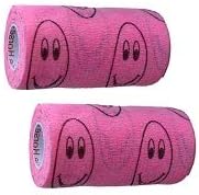 Vet Wrap Wrap Tape (Pink with Smiles) (2 Pack) (3 Inch x 15 feet) Self Adhesive Adherent Adhering Cohesive Flex Self Stick Bandage Grip Roll Dog Cat Pet Horse