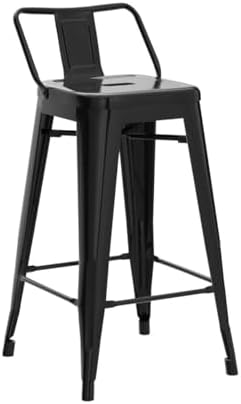 Yaheetech 26 Inch Metal Bar Stools Set of 4 Bar Chairs with Low Back, Black