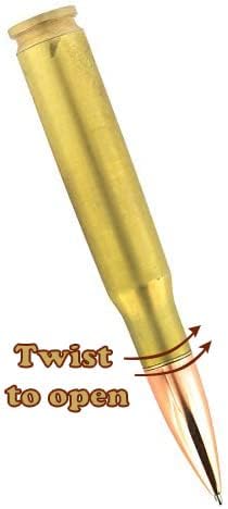 50 Caliber Bullet Twist Tactical Pen, Gold Plated, Realistic Refillable 50 Cal Bullet Pen for Hunters, Military, & Outdoor Enthusiasts, Ideal Gift for Father's Day, Birthday, Christmas