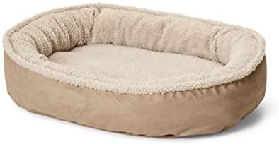 Orvis ComfortFill-Eco Fleece Wraparound Dog Bed - Soft Dog Beds with 360-Degree Support for Small, Medium, Large Dogs, Khaki - S
