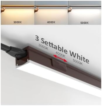 Leetdud Under Cabinet Lighting Plug in, 32 Inch 2 Pcs, Linkable AC120V 3CCT 3000K/4000K/5000K Ultra Slim, LED Under Cabinet Lights for Counter Light, Kitchen, Shelf, Sink, Workshop, Desk, Bronze
