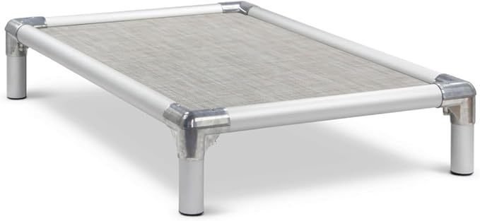 Kuranda Chewproof Elevated Pet Bed - Silver Aluminum - 30" x 20" - Sunsure Textilene - Birch