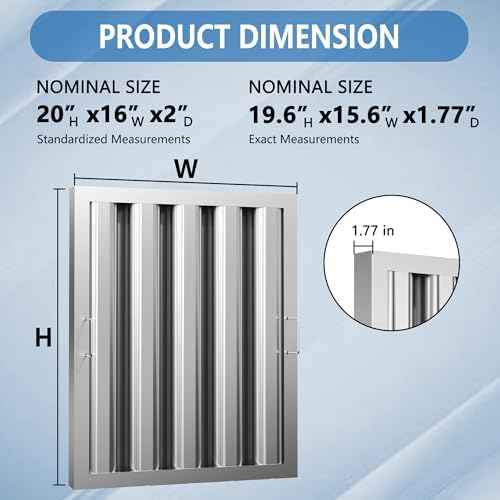 Stainless Steel Commercial Kitchen Hood Filter, 15.5W x 19.5H Inch