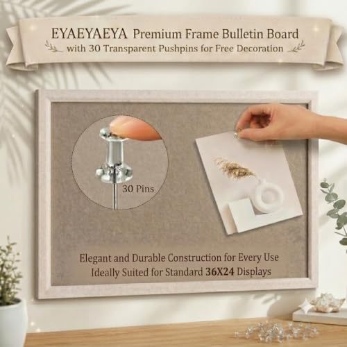 Framed Felt Bulletin Board 36x24 Large Office Wall Pin Board