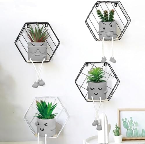 MAKHOT Artificial Succulents Potted Plant Set, Faux Succulents Office Decorations for Work Desk, Fake Plant Wall Shelf Decor for Gift, Bathroom Small Plants Decoration, Mini Plants Window Sill Decor