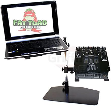 Fat Toad Double DJ Laptop Stand (Table-Top PRO Edition) – 2 Tier Portable PC Computer Equipment Rack with Support Mounts for Music Studio Mixers, Controllers, Monitors & Disc Jockey Booth Gear