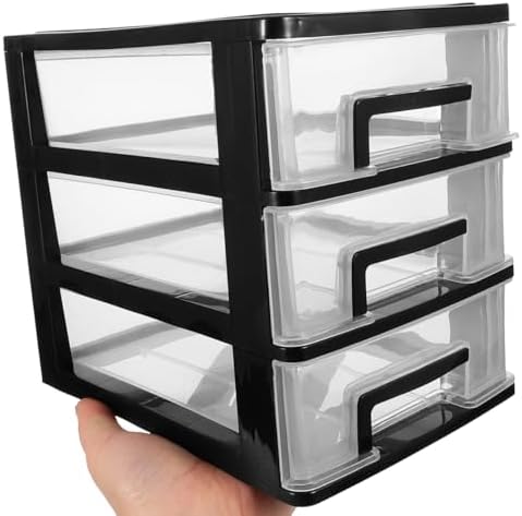 DOITOOL 3 Drawer Desk Organizers, Plastic Home Office Storage Organizer, Makeup Organizer Storage Station Cubes, Cosmetics Jewelry Storage Box for Bathroom, Dorm, Desk, Office