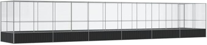 Large Metal Heavy Duty Walk-in Aviary Cage with Extension, Ample Activity Space Bird Cage with Lockable Door Also for Chickens and Rabbits, Silver 490.6"x81.5"x83.5" Steel,-523