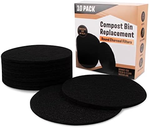 10 Pack Charcoal Filters for Kitchen Compost Bin, Compost Filters for Countertop Bin Pail Replacement, Activated Charcoal Home Bucket Refill Sets, Round 6.7 Inch